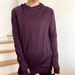 Lululemon Athletica Rest Less Black Cherry Burgundy Textured Pullover Hoodie 8